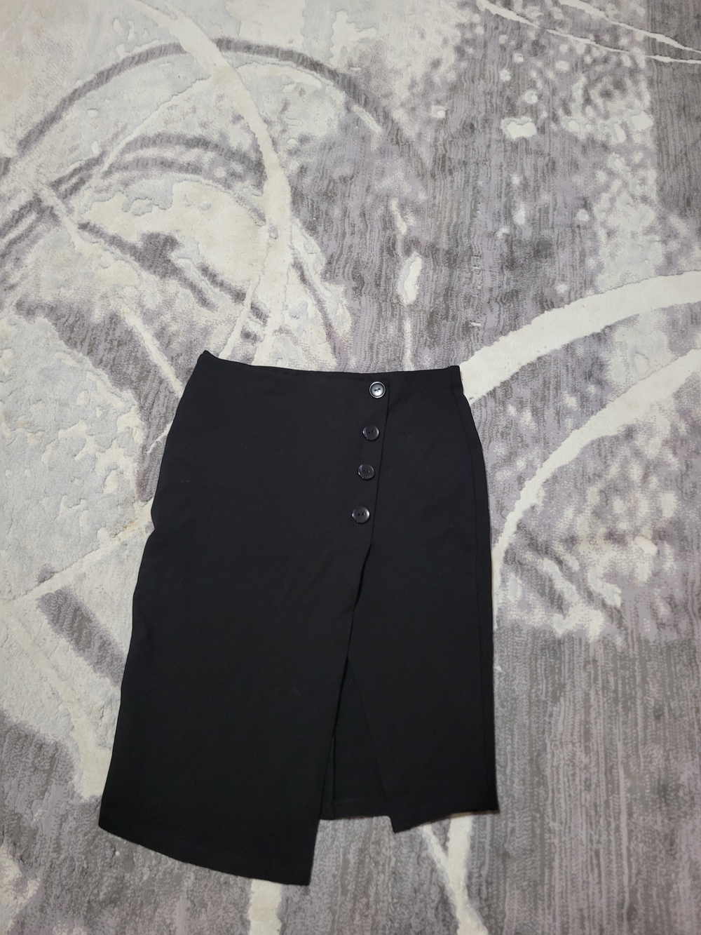 Eclipse Black Asymmetric Button Midi Skirt Size L